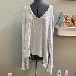 Free People oversized distressed cream thermal